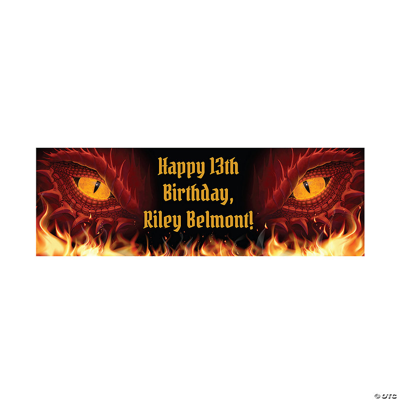 Personalized Dragon Party Banner - Small Image