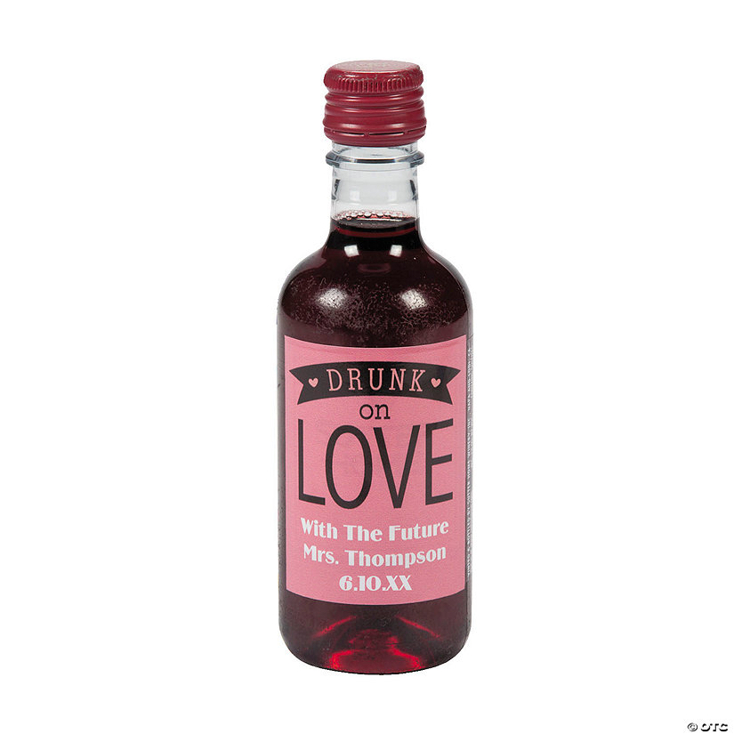 Personalized Drunk on Love Mini Wine Bottle Labels Oriental Trading