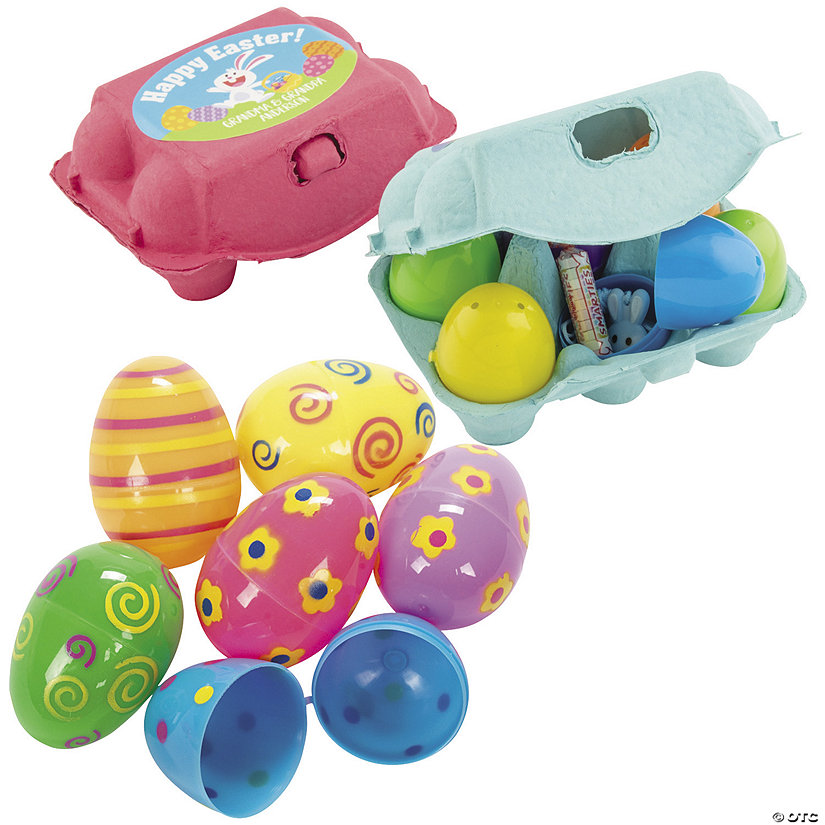 Personalized Egg Carton with Bright Printed Eggs for 12 Oriental Trading