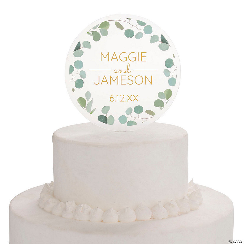 Personalized Eucalyptus Clear Cake Topper Image