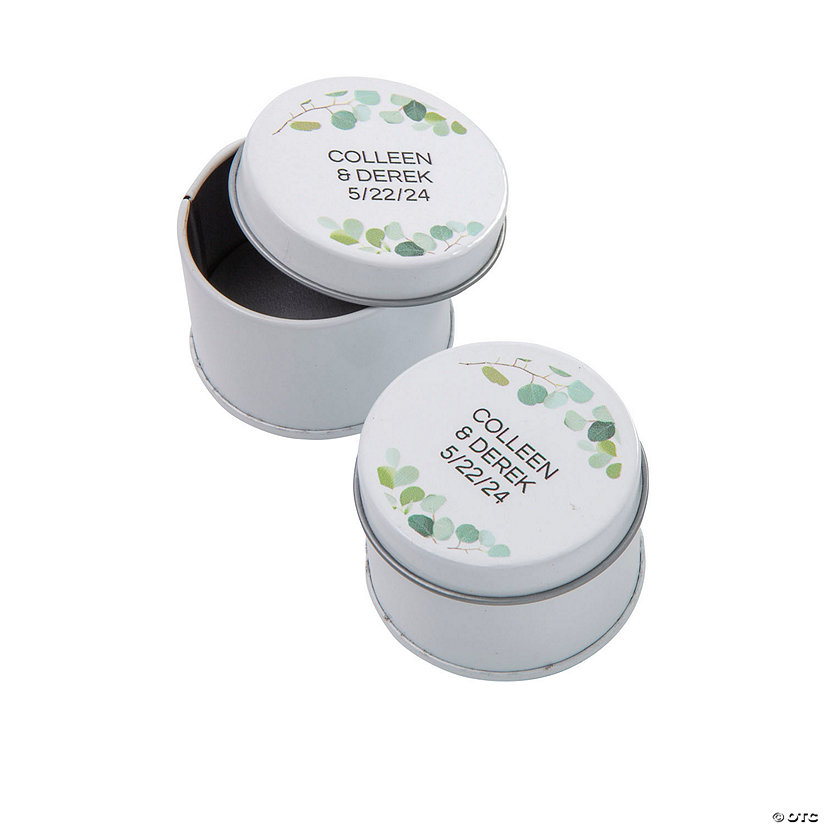 Personalized Eucalyptus Round Favor Tins - 24 Pc. Image