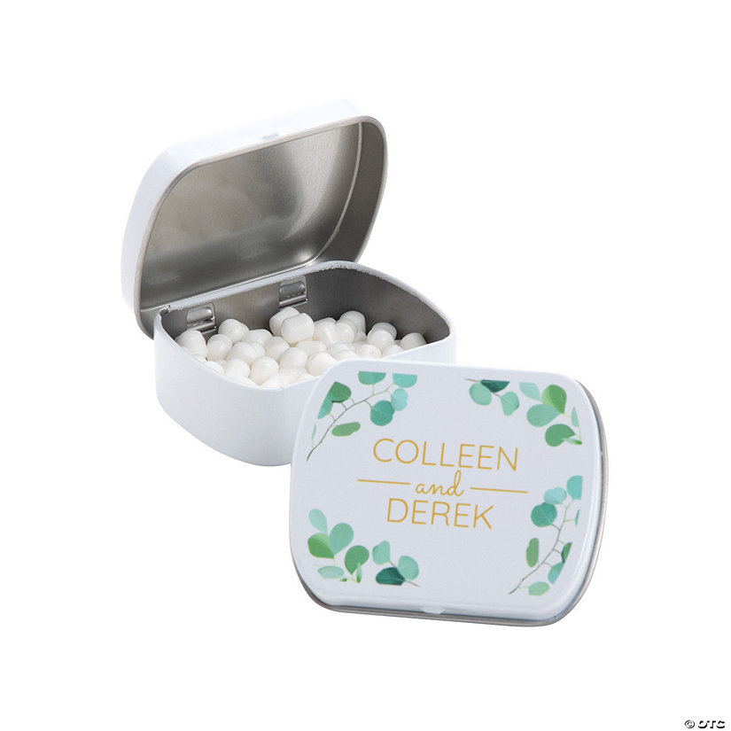 Personalized Eucalyptus Wedding Mint Tins - 24 Pc. Image