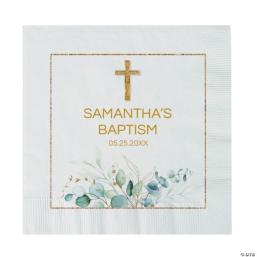 Personalized Faith Greenery Cross Paper Luncheon Napkins - 50 Pc. Image Thumbnail