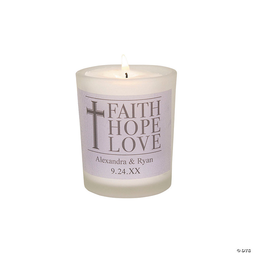 Personalized Faith, Hope, Love Votive Candle Holders - 12 Pc. Image Thumbnail