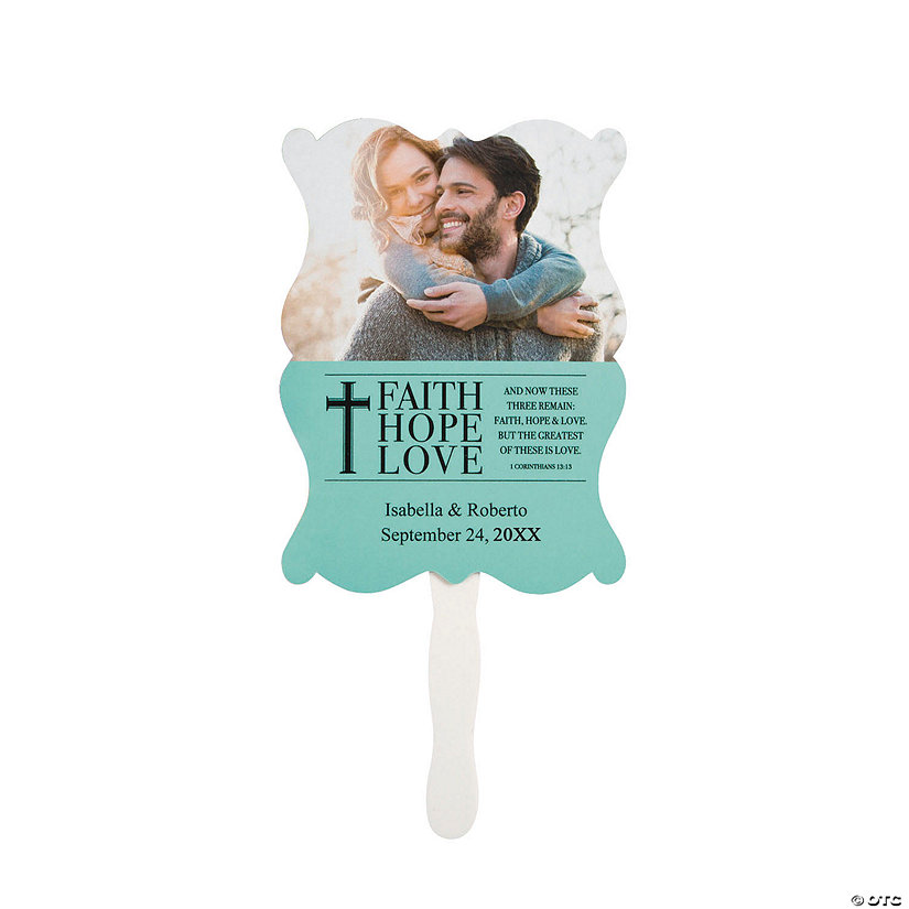 Personalized Faith, Hope, Love Wedding Favor Hands Fans - 12 Pc. Image Thumbnail