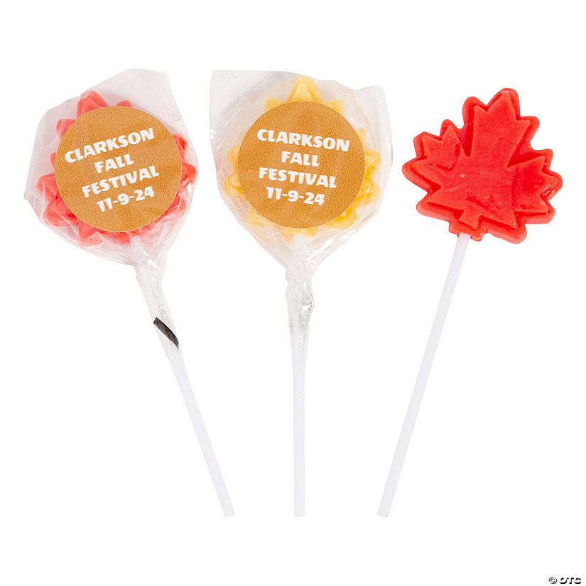 Personalized Fall Leaf-Shaped Lollipops &amp;#8211; 24 Pc.  Image