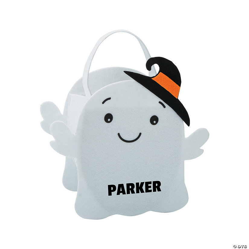 Personalized Felt Ghost Trick-or-Treat Bucket Image