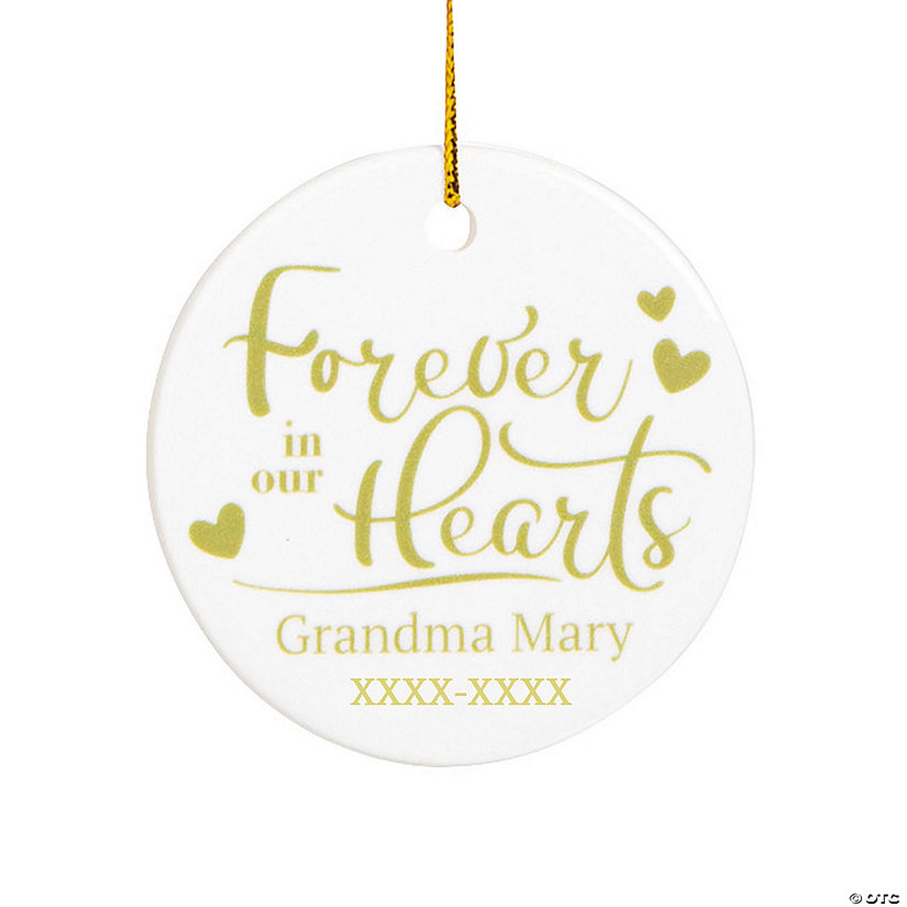 Personalized Forever in Our Hearts Memorial Ceramic Christmas Ornament Image Thumbnail