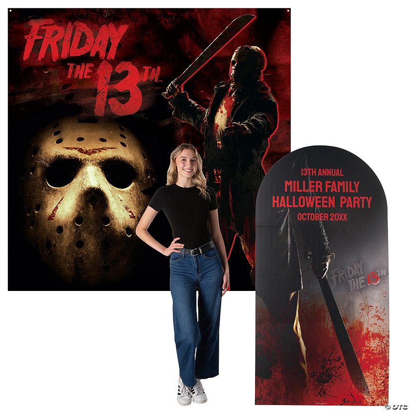Personalized Friday the 13th&amp;#8482; Backdrop &amp; Stand-Up Decorating Kit - 3 Pc. Image