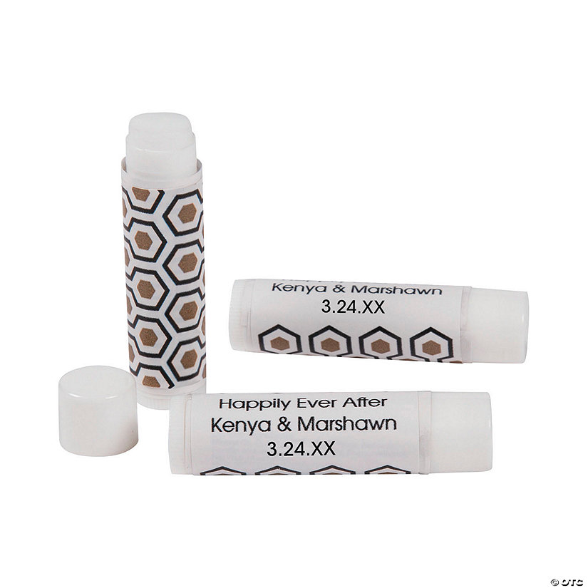 Personalized Geometic Design Lip Balm Covers - 12 Pc. Image