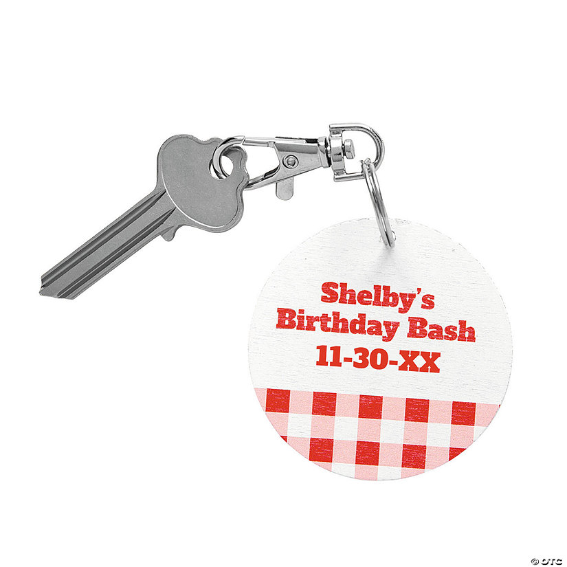 Personalized Gingham Plaid Keychains - 24 Pc. Image