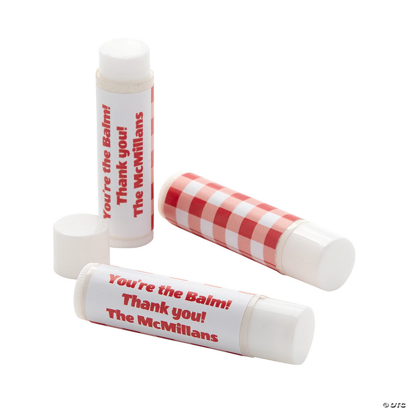 Personalized Gingham Plaid Lip Balm Covers - 12 Pc. Image
