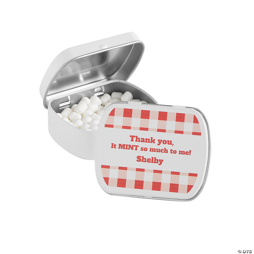 Personalized Gingham Plaid Mint Tins - 24 Pc. Image