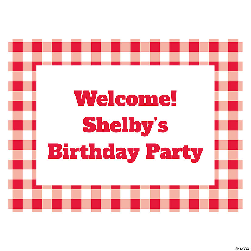Personalized Gingham Plaid Welcome Sign Image