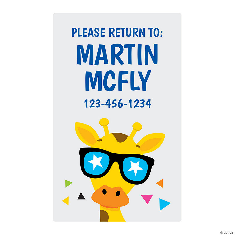 Personalized Giraffe Please Return To Stickers - 24 Pc. Image