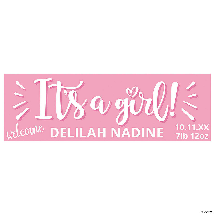 Personalized Girl Birth Announcement Banner - Large Image Thumbnail