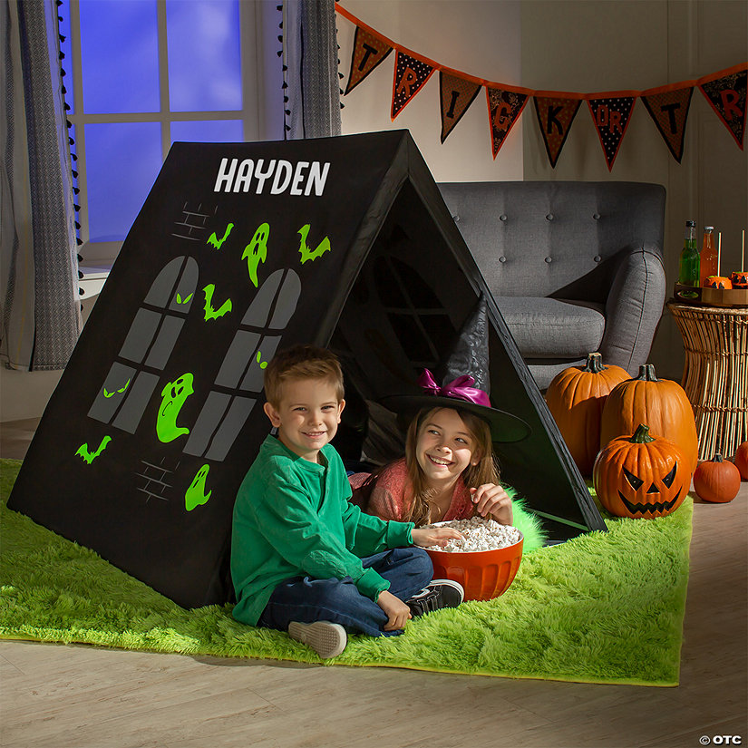 Personalized Glow-in-the-Dark Halloween Haunted House Sleepover Tent Image Thumbnail