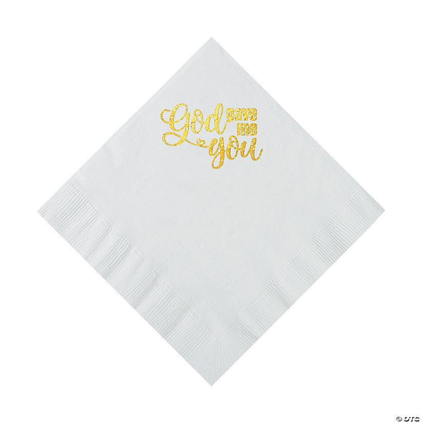 Personalized God Gave Me You White Napkins with Gold Foil - Luncheon Image Thumbnail