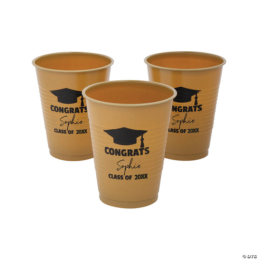 Personalized Gold Graduation Plastic Cups 40 Ct. Oriental Trading