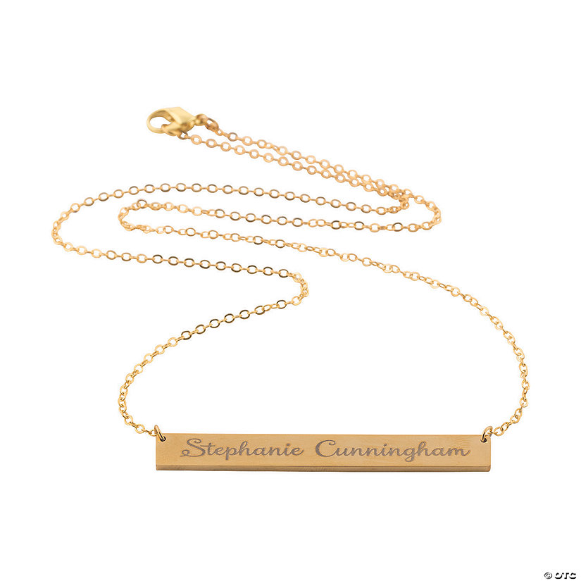 Personalized Goldtone Bar Necklace Image
