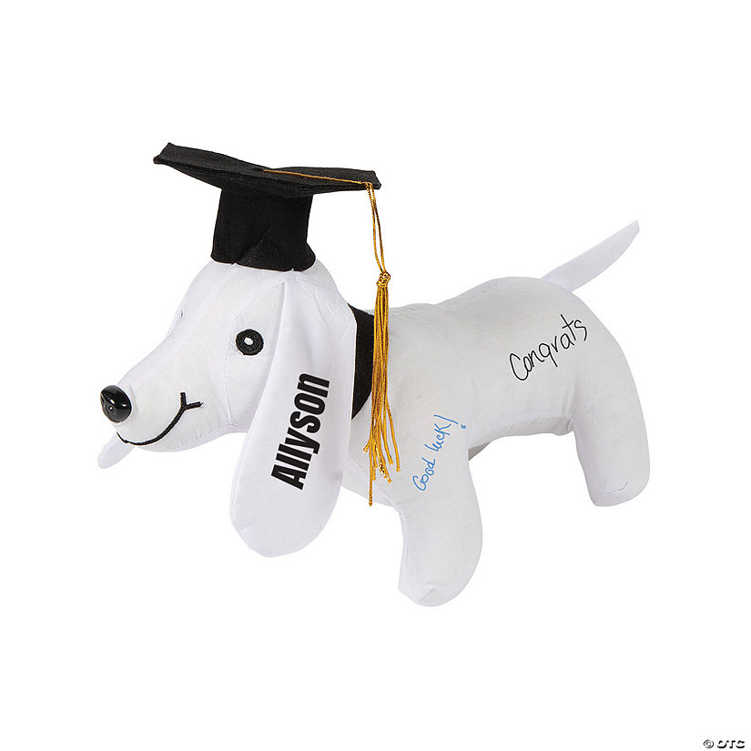 Personalized Graduation Autograph Stuffed Dog Image Thumbnail
