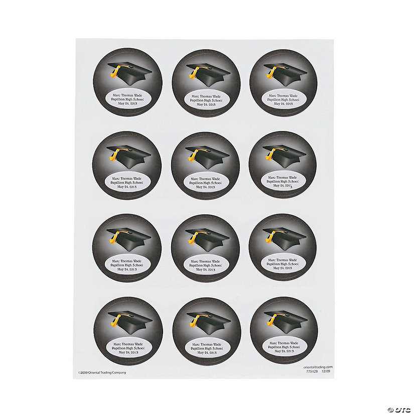 Personalized Graduation Stickers &amp;#8212; Black Image