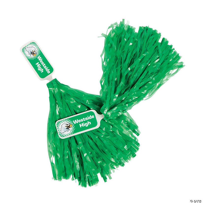 Personalized Green Cheer PomPoms 24 Pc. Oriental Trading