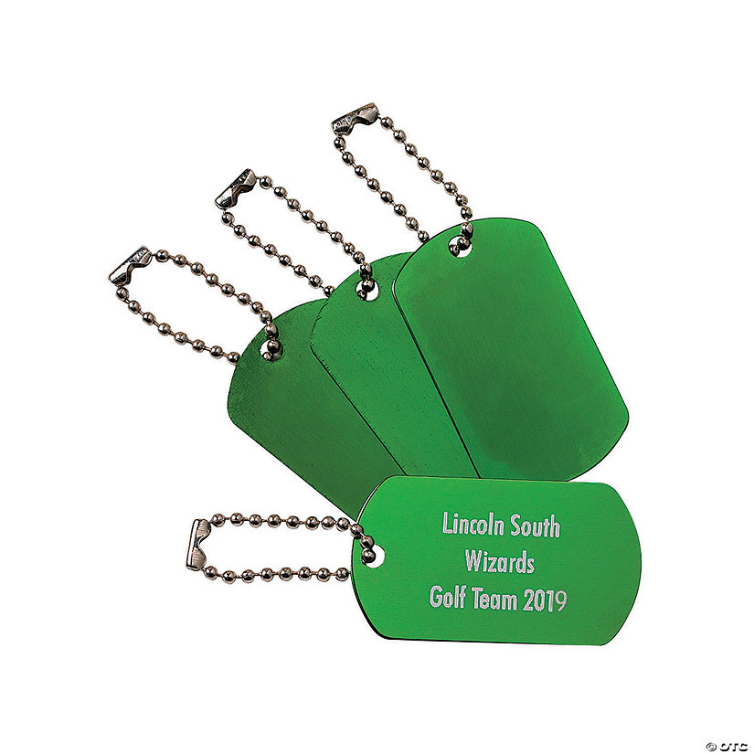 Personalized Green Dog Tag Keychains - 12 Pc. Image