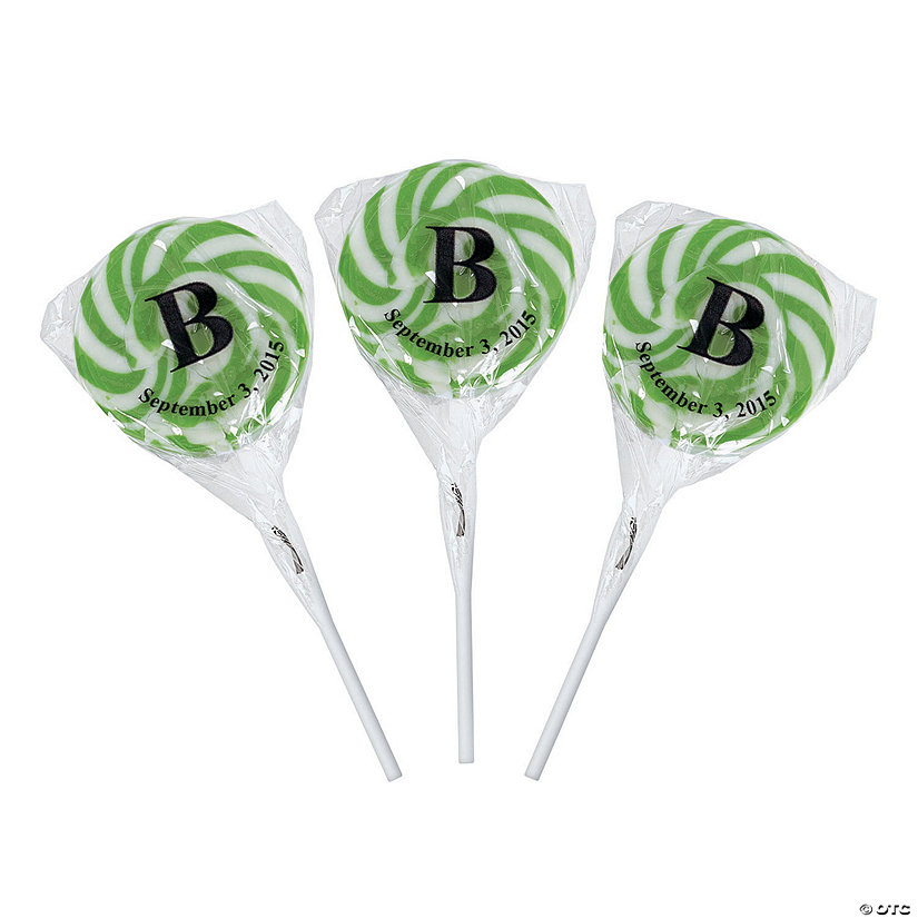 Personalized Green Monogram Swirl Lollipops - Discontinued