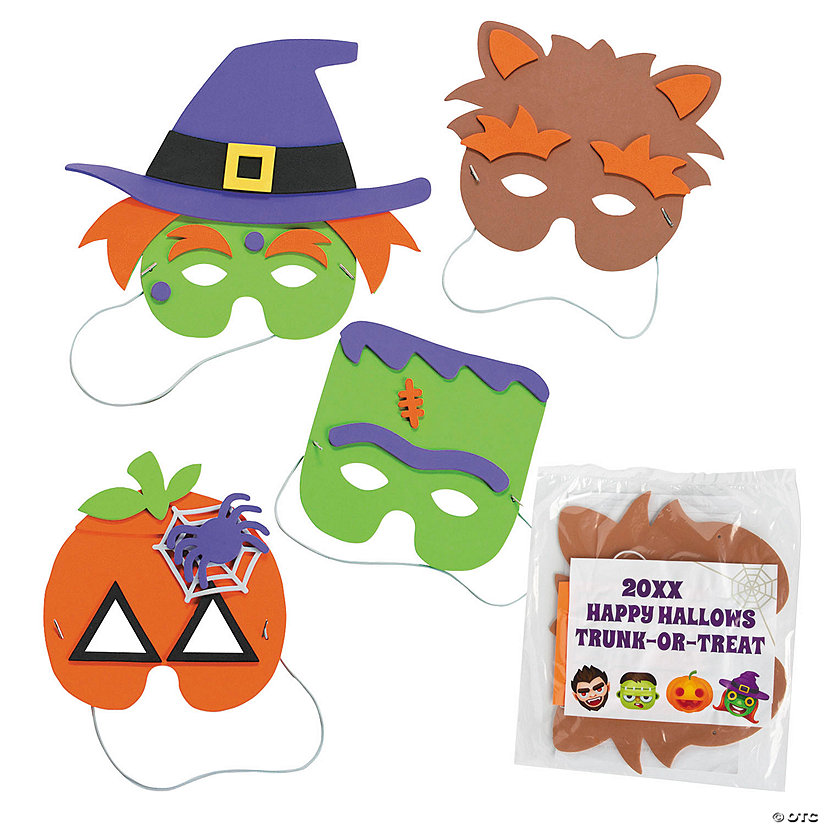Personalized Halloween Mask Craft Kit Handout for 12 Image