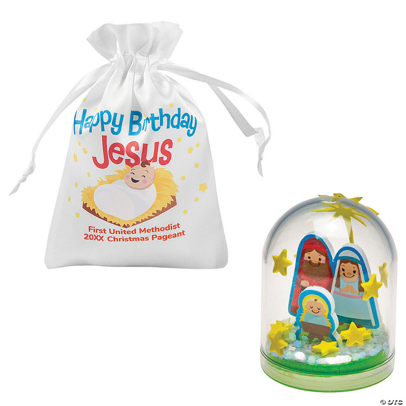 Personalized Happy Birthday Jesus Bag with Nativity Craft Kit for 24