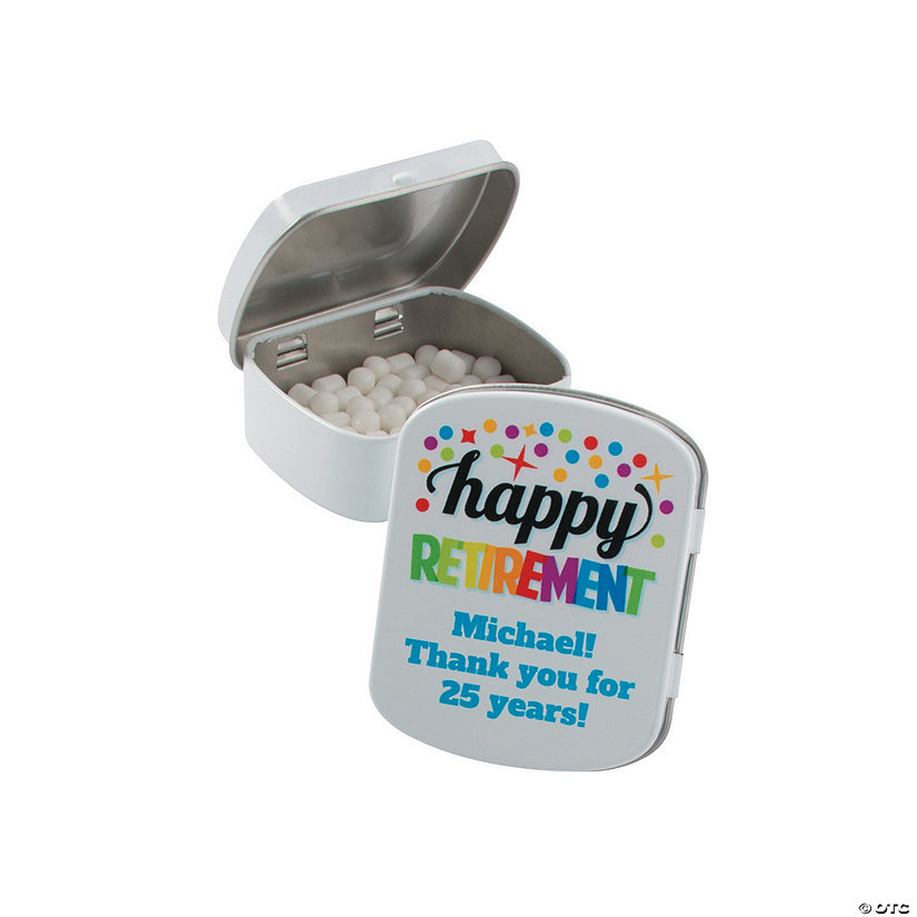 Personalized Happy Retirement Mint Tins - 24 Pc. Image