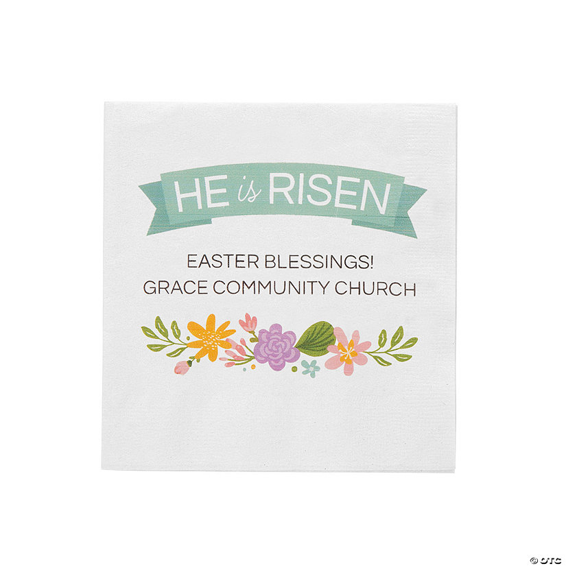 Personalized He Is Risen Easter Beverage Napkins - 50 Pc. Image