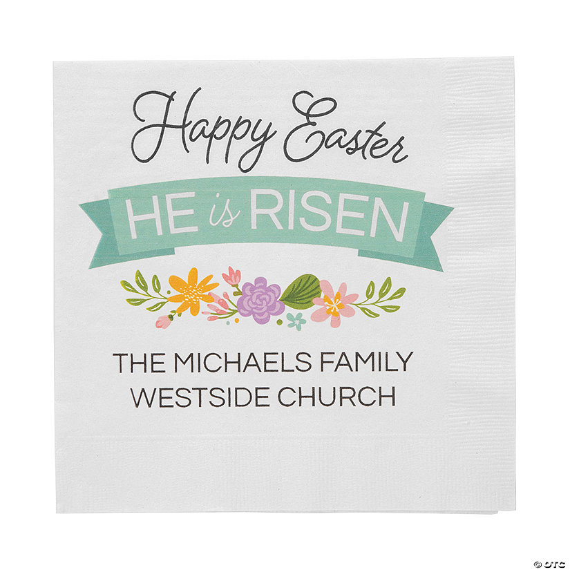 Personalized He Is Risen Easter Luncheon Napkins - 50 Pc. Image