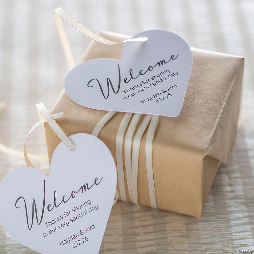 Personalized Heart Shaped Wedding Welcome Tags - 24 Pc. | Oriental Trading