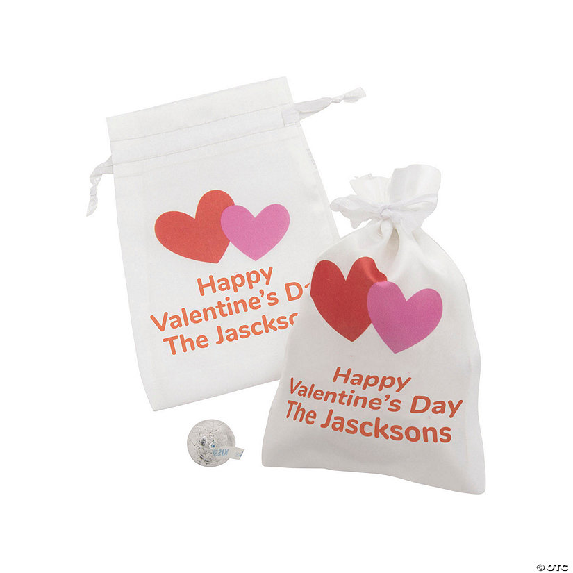 Personalized Hearts Mini Satin Drawstring Bags - 24 Pc. Image Thumbnail