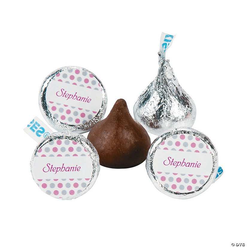 Personalized Hershey&#174; Kisses&#174; Pink Polka Dot Chocolate Candy - 109 Pc. Image Thumbnail