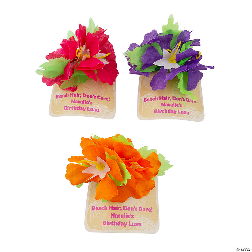 Personalized Hibiscus Hair Clips with Card - 24 Pc. Image Thumbnail