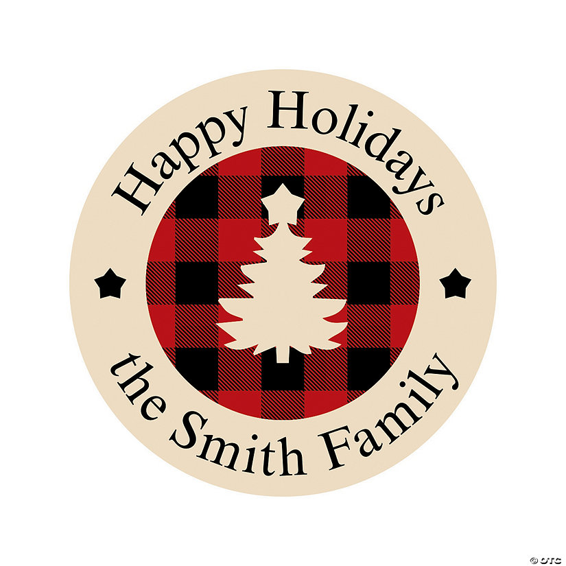 Personalized Holiday Plaid Stickers Image Thumbnail