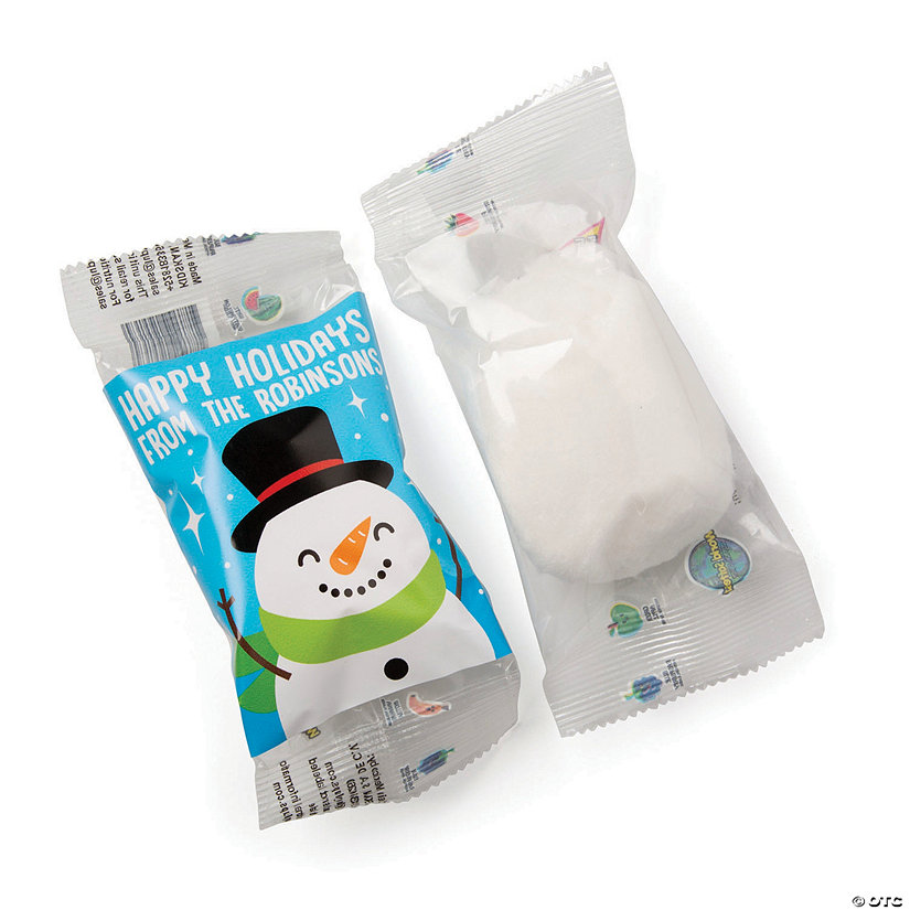 Personalized Holiday Snowman White Cotton Candy Favor Packs - 10 Pc. Image Thumbnail