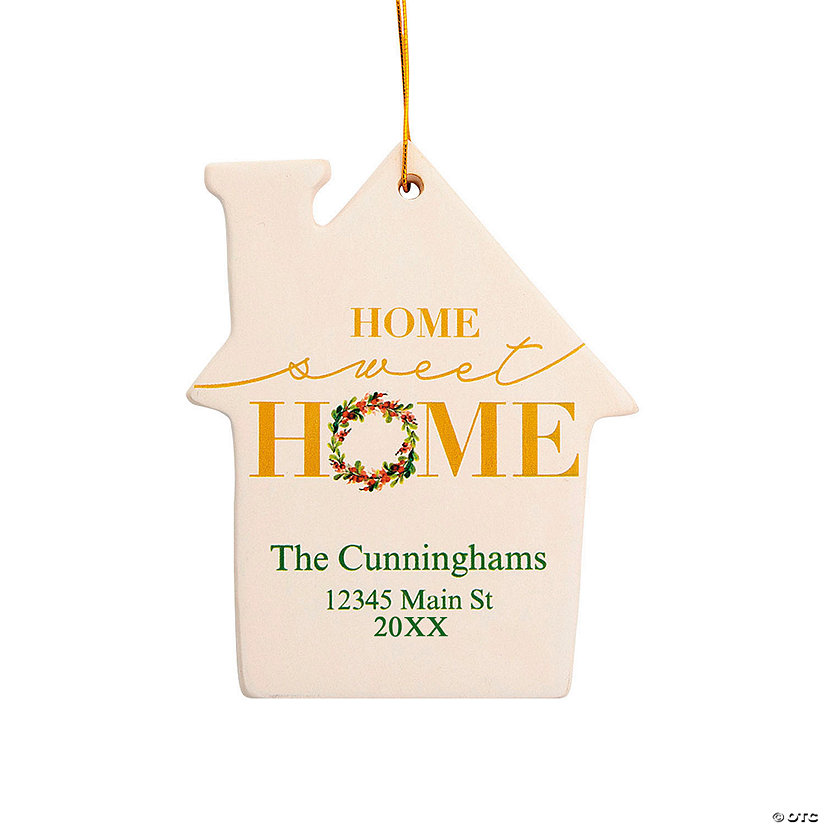 Personalized Home Sweet Home House-Shaped Ceramic Christmas Ornament Image Thumbnail