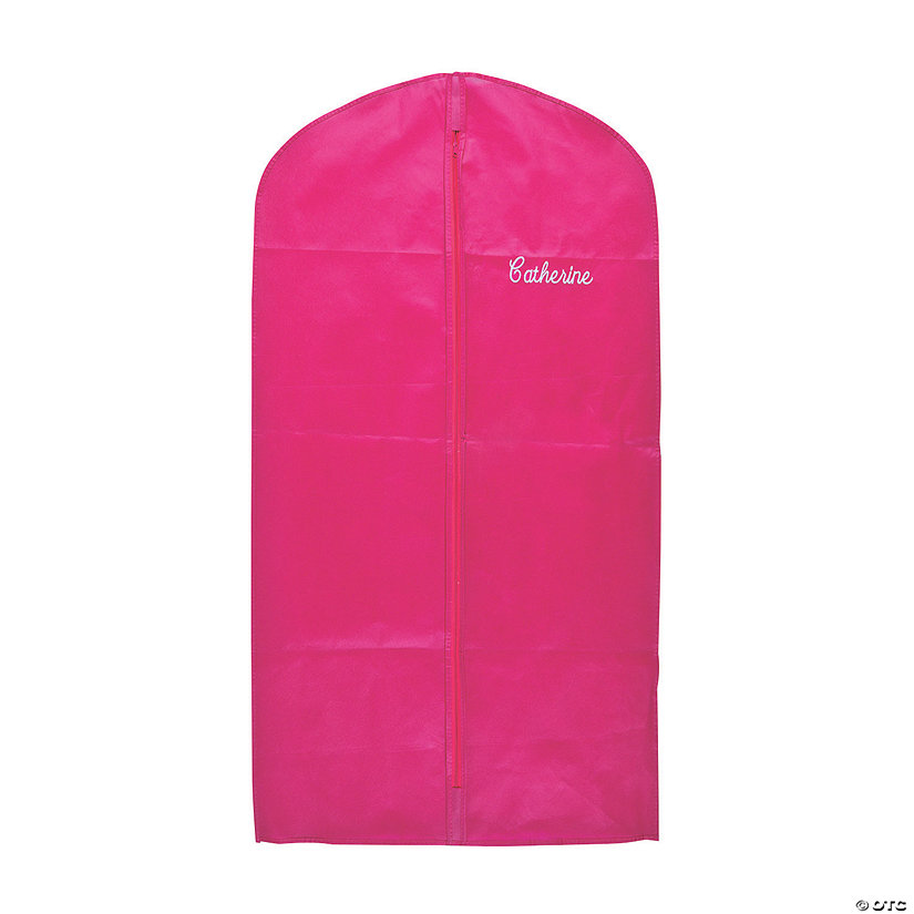 Personalized Hot Pink Garment Bag with Zipper Image Thumbnail