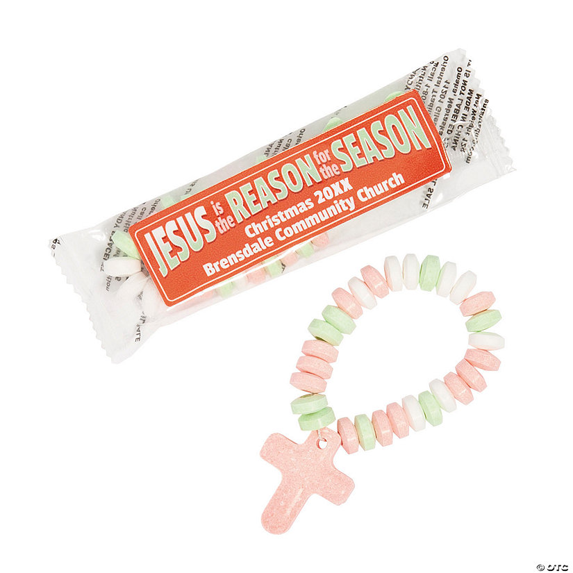 Personalized Jesus is the Reason Cross Candy Bracelets - 24 Pc. Image Thumbnail