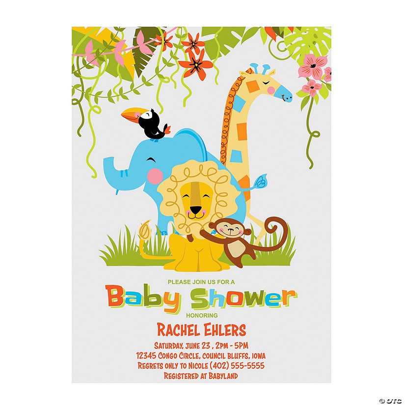 Personalized Jungle Baby Shower Invitations - 25 Pc. Image Thumbnail