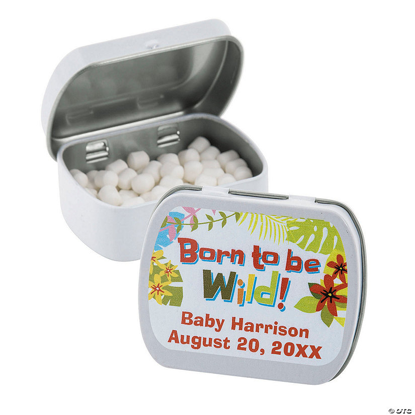 Personalized Jungle Baby Shower Mint Tins 24 Pc. Oriental Trading