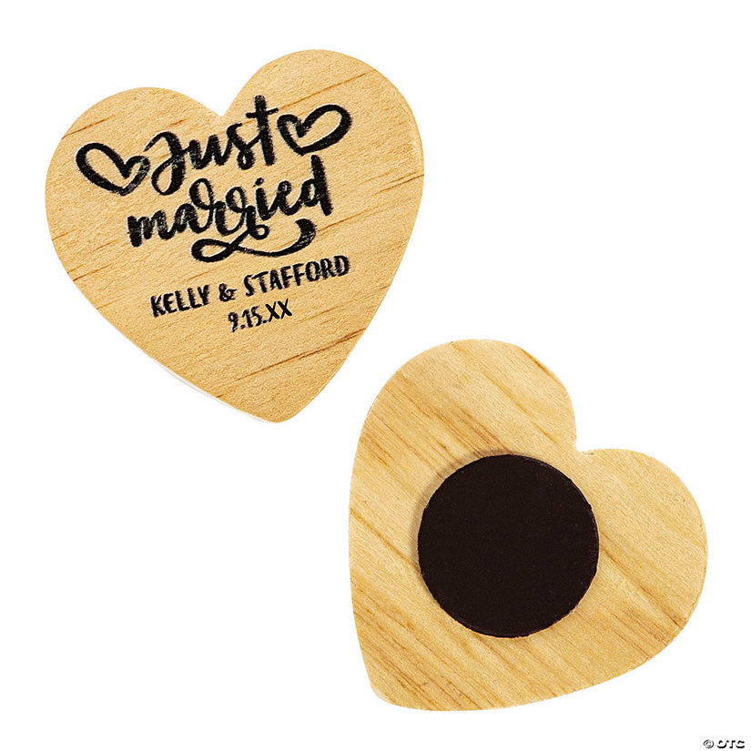 Personalized Just Married Heart Magnets - 24 Pc. Image
