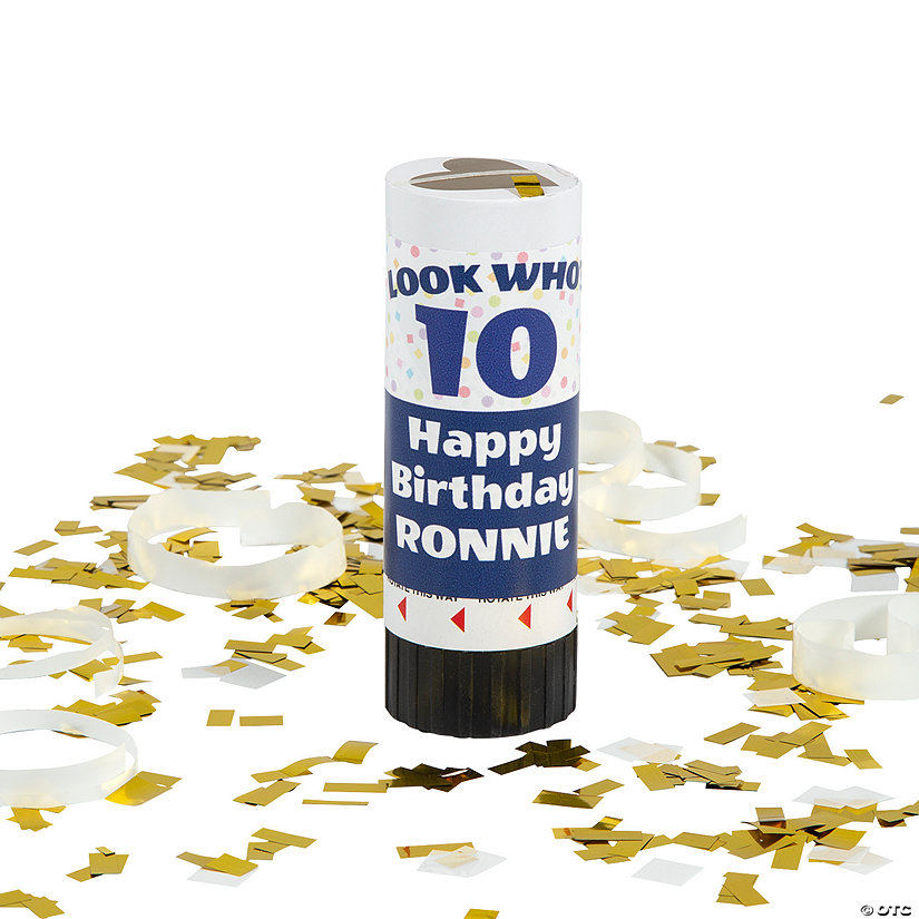 Personalized Kids Birthday Confetti Party Poppers - 12 Pc. Image Thumbnail