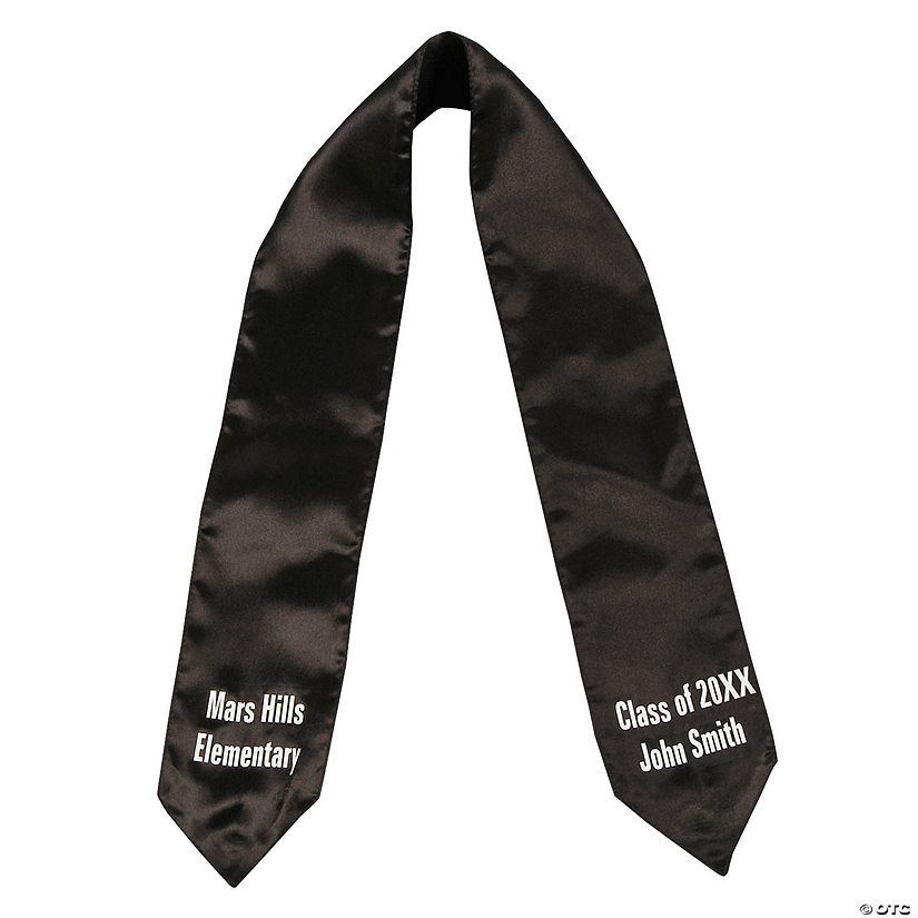 Personalized Kids Black Elementary School Graduation Stole Image