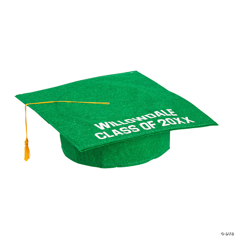 Personalized Kids Green Felt Graduation Caps - 12 Pc. Image Thumbnail