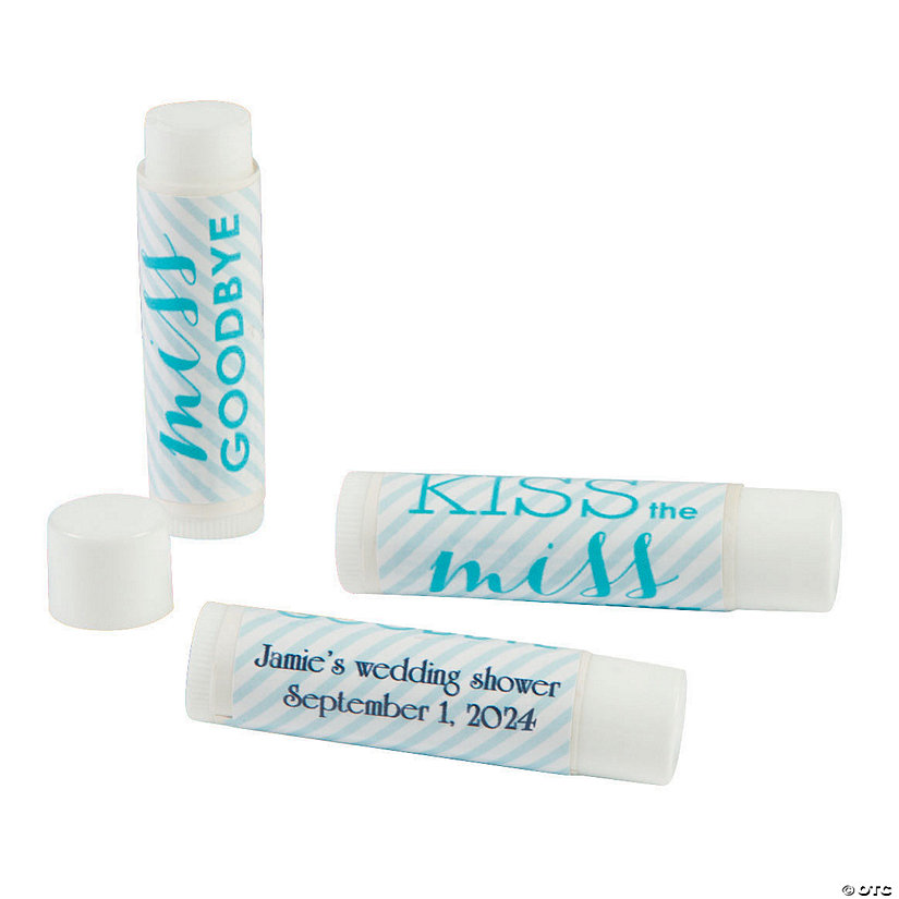 Personalized Kiss the Miss Goodbye Lip Balm Covers - 12 Pc. Image Thumbnail